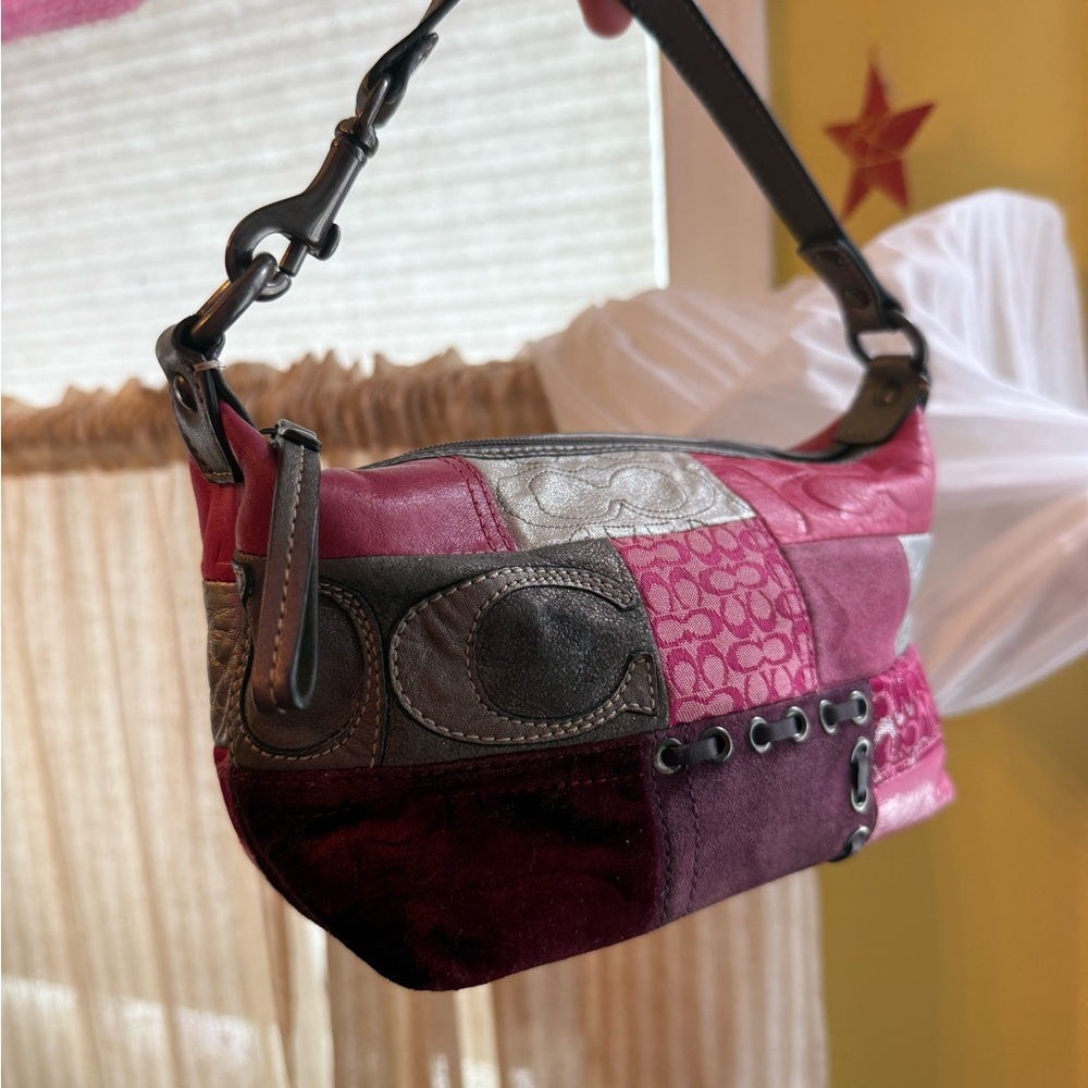COACH Y2K Pink Patchwork Mini Shoulder Bag